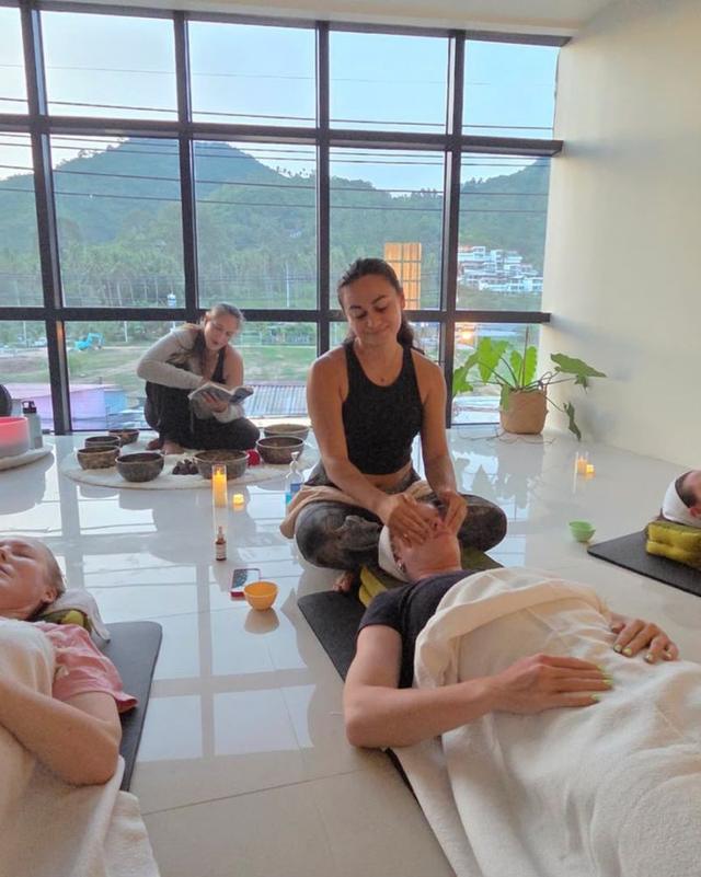 The Sweet Surrender space at SŌMA House at sunset, with views over the hills