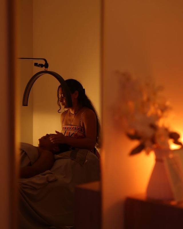 The treatment room in warm evening light